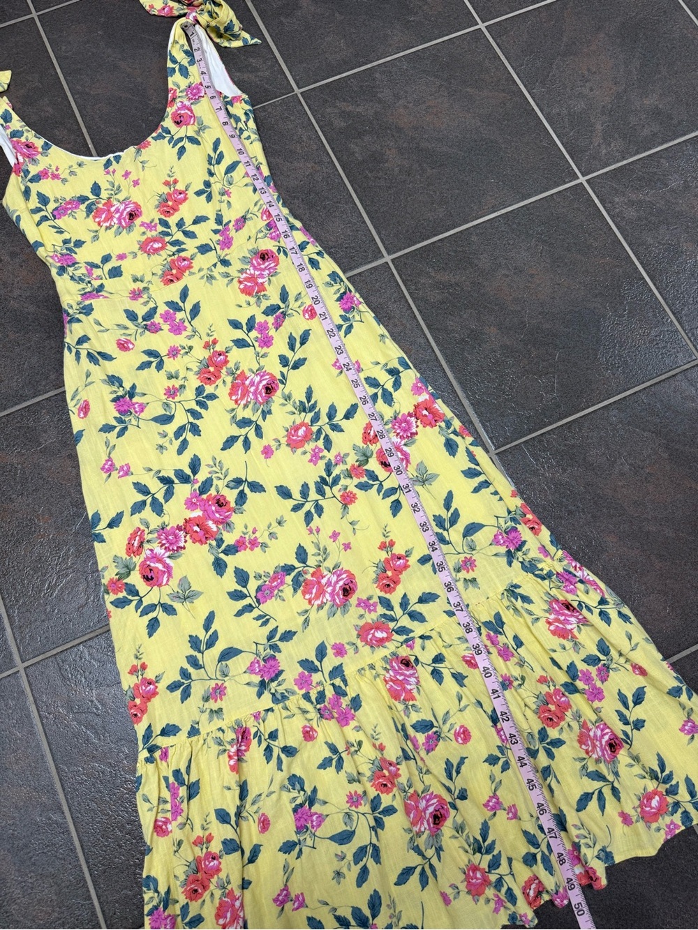 Kiel James Patrick Flower Garden Sleeveless Midi Dress Linen Blend Yellow 0 - Picture 11 of 13